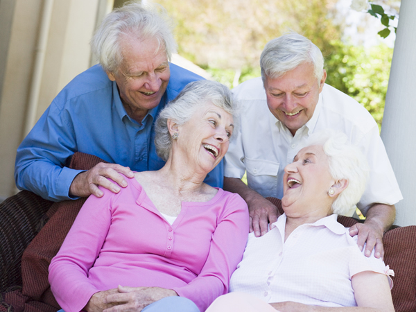 elderly persons laughing