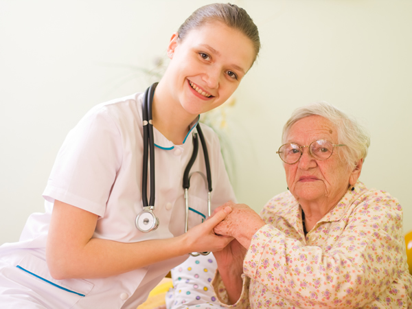 nurse and an elderly woman