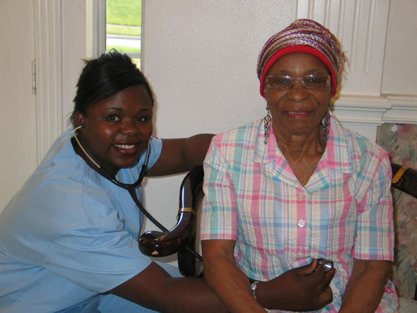 nurse checking a woman